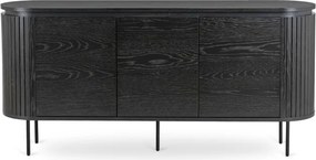 Komoda do Salonu BECK 160 cm Czarna Trzydrzwiowa Ryflowana Nowoczesna