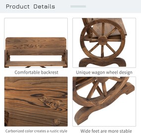 Outsunny Wygodna Ławka Ogrodowa z Podłokietnikami - Lite Drewno, Brązowa, 114x58x80cm - Solidny Mebel na Taras