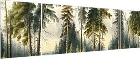Obraz - Krajobraz lasów w stylu vintage (170x50 cm)