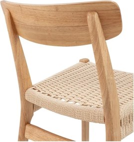 Krzesła zestaw 2 szt. z litego drewna kauczukowego w naturalnym kolorze Biel – MOME