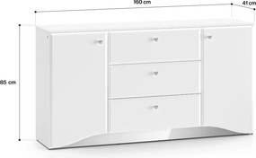 Komoda z oświetleniem LED Glamour 02, biały połysk