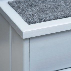 PawHut Schody dla Zwierząt Domowych z Dywanikiem Schowek Drewno Sosnowe Szary 405x445x38 cm | Aosom PL