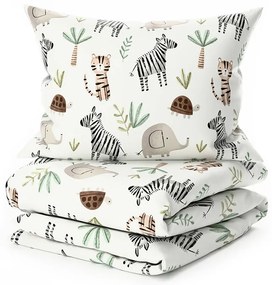 PrzytulneMieszkanie.pl PrzytulneMieszkanie.pl Pościel krepa do łóżeczka Renforcé JUNGARI kremowa Rozmiar pościeli: 45 x 65 cm | 90 x 140 cm