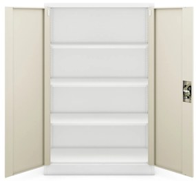 Biurowa szafa metalowa KEVIN, 900 x 1400 x 400 mm, Eco Design: biała/ dąb sonoma