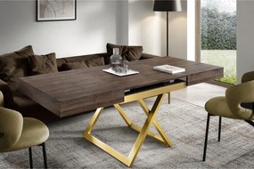 Ławostół 120 cm Ducale U - stół rozkładany do salonu 120-200 cm, regulowana wysokość, złoty stelaż - Anthracite Sherman Oak