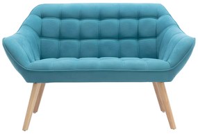 Kanapa 2-osobowa i fotel CASERTA z tkaniny w kolorze niebieskim