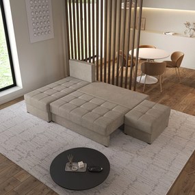 Masseno Narożnik NORVI z funkcją spania i pojemnikiem na pościel Narozniki L, Rozkładana sofa - Brązowy, NEVE 16
