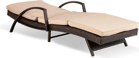 Fotel Ogrodowy Leżak FELIZ Technorattan Brązowy/Beżowy