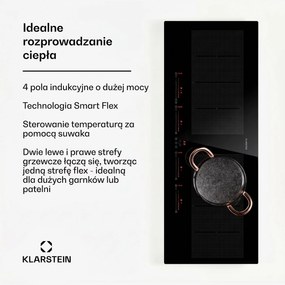 Klarstein Masterzone Slim 90cm Płyta Indukcyjna 2StrefyFlex 4 Strefy Gotowania Czarny