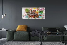 Zdjęcie na płótnie Ciasto, Jajka i Kwiatki Wielkanocne