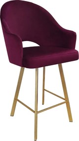 Hoker Velvet krzesło barowe tkanina Welur podstawa metalowa : Kolor nogi - Złota profil, Kolor tkaniny - VELVET - MG02, Typ siedziska - Siedzisko stałe