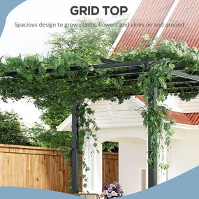 Outsunny Pawilon Różany Metalowy Pergola Łukowa Odporna na Warunki Pogodowe 3x3x2.3m | Aosom PL