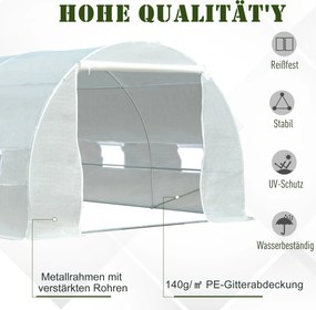 Outsunny Szklarnia Foliowa Ogrodowa Duża Biała 450x200x200cm Ochrona Roślin | Aosom PL