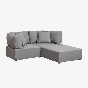 Dwuczęściowa Sofa Modułowa Z 2 Narożnikami I Pufem Kata Szary - Sklum