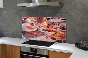 Panel szklany do Kuchni Romantyczna Kolacja z Sercami i Różami