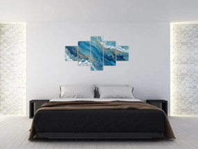 Obraz - Jasnoniebieski marmur ze złotem II. (125x70 cm)