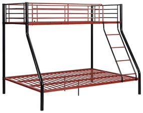 Łóżko piętrowe ELEVATIO IV - 90 i 140 × 190 cm - Stal - Czarny i czerwony