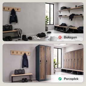 Szafa BHP wąska 60x50x180 cm Eco Design Kacper 2, antracyt/orzech