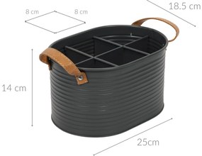 Skrzynka na butelki typu puszka, skórzane uchwyty, na 6 butelek