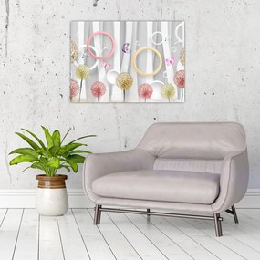 Abstrakcyjny obraz z dmuchawcami (70x50 cm)