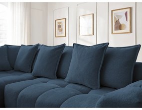 Ciemnoniebieski rozkładany/ze schowkiem narożnik z tkaniny szenilowej (lewostronny/w kształcie litery L) Everest – Bobochic Paris