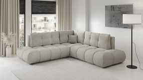 Masseno Narożnik DUCA z funkcją spania i pojemnikiem na pościel Narozniki L, Rozkładana sofa - Jasnoszary, FLOW 16