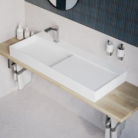 Umywalka ścienna TWG222 z odlewu mineralnegoBiały mat - 120 x 50 x 12 cm