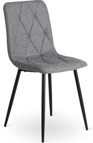 Zestaw Stół Okrągły Rozkładany HARRY 102-142 cm Dąb Artisan/Czarny i 4 Krzesła Tapicerowane ROBIN 2 Szare Nowoczesne