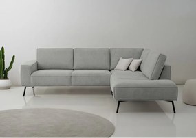 Jasnoszary narożnik z tkaniny szenilowej (prawostronny/w kształcie litery L) Amsterdam – Scandic