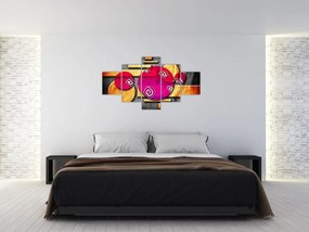 Abstrakcyjny obraz z historycznymi symbolami (125x70 cm)