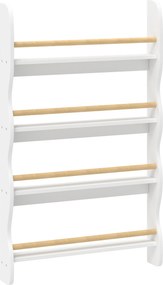 AIYAPLAY Regał na książki dla dzieci, regał z 4 półkami, regał ścienny z zabezpieczeniem antywywrotowym Montessori 60 x 10 x 98 cm, Biały | Aosom PL