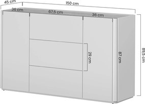 Komoda Elivo 150 cm z szufladami - eukaliptus / dąb baltic dune