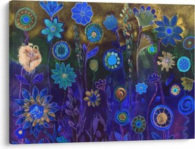Obraz ciemnoniebieskich kwiatów (70x50 cm)