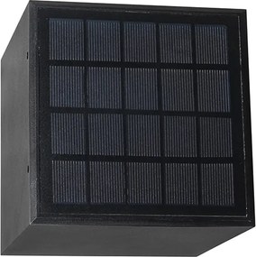 Lampa ścienna zewnętrzna czarna z możliwością ściemniania i czujnikiem na panel słoneczny - Charlotte