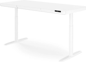 Biurko elektryczne sit-stand z szufladą i ładowarką bezprzewodową Qi białe, 1600 mm: ELLIS