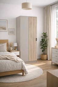 Narożna szafa uchylna w kolorze kaszmir + dąb sonoma B5-K05