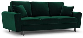 Zielona aksamitna rozkładana/ze schowkiem sofa 235 cm Kyoto – Cosmopolitan Design