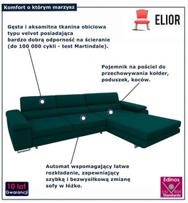 Narożnik rozkładany z funkcją spania w kolorze morskim S5-A41