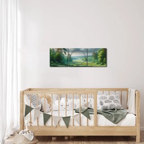 Obraz - Zielony krajobraz (z zegarem) (90x30 cm)