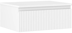 Mexen Rivel szafka łazienkowa podumywalkowa 60 cm z blatem, 1 szuflada, ryflowana , biała mat - 91A20-06023-1-BFC01