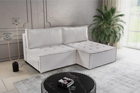 Sofa z funkcją spania w kształcie L Bohoo Mini, tkanina Raven, Jasnobeżowy, Prawy