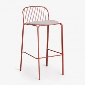 [*]wysoki Stołek Ogrodowy Z Stali Anerina Terracota & ↑75 Cm & Beż Orzechowy - Sklum