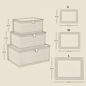 Zestaw zamykanych koszyków w trzech rozmiarach TILVA