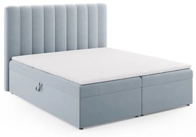 Jasnoniebieskie łóżko boxspring ze schowkiem 180x200 cm Gina – Milo Casa