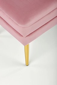 Velvetowa ławka z pojemnikiem Velva na złotych nogach