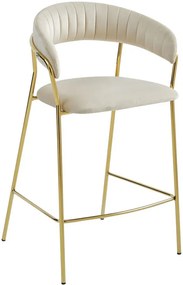 Hoker beżowy z oparciem w stylu glamour B1-F33