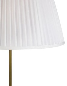 Lampa podłogowa regulowana brąz klosz plisowany kremowy 45cm - ParteWiejski/ Rustykalny / Vintage Oswietlenie wewnetrzne