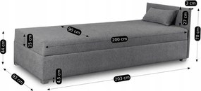 Łóżko Tapczan Młodzieżowe KARO 90x200 cm Szare