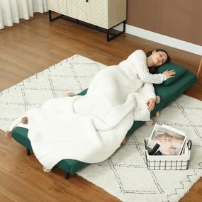 HOMCOM Rozkładany fotel z funkcją spania składany relaksacyjny aksamitny regulowane oparcie do 120 kg ciemnozielony | Aosom PL