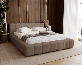 Emporius Bolonia łóżko 180x200 cm - łóżko tapicerowane 180x200 w nowoczesnym stylu - pojemnik, stelaż, gruba pianka, tkanina boucle, brązowy (Anthology 5)